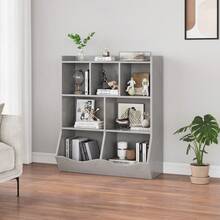 Estantería infantil de 3 niveles con gran capacidad – Mueble organizador multifunción para libros y juguetes – Diseño compacto y resistente – Ideal para dormitorio, sala de juegos y aula - Gris - Ver 4