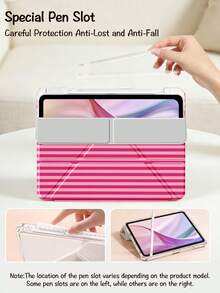 Ayotu 玫瑰红竖条纹图案保护套，Y型支架翻盖设计，兼容iPad A16、iPad Pro 13/12.9/11、iPad Air 11/13、iPad mini、iPad Air 11英寸、Kindle（第11代，2024年发布）、Kindle Paperwhite（第12代，2024年发布），个性化礼物，情人节礼物 - 彩色 - 查看 4