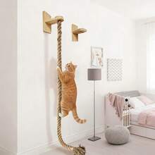 Torre de árbol para gatos de piso a techo, poste rascador de gato de madera maciza con escalera de cuerda de sisal, gran estructura de escalada para gatos - Marrón Mocha - Ver 1