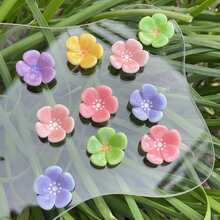 10/20 piezas Flor de cerezo y flor de melocotón de colores mixtos - Accesorios DIY para pendientes, pasadores de pelo, papelería, fundas de teléfono, llaveros, encantos de zuecos calados, pegatinas decorativas, suministros para hacer joyas (para adultos mayores de 14 años) - Multicolor - Ver 4