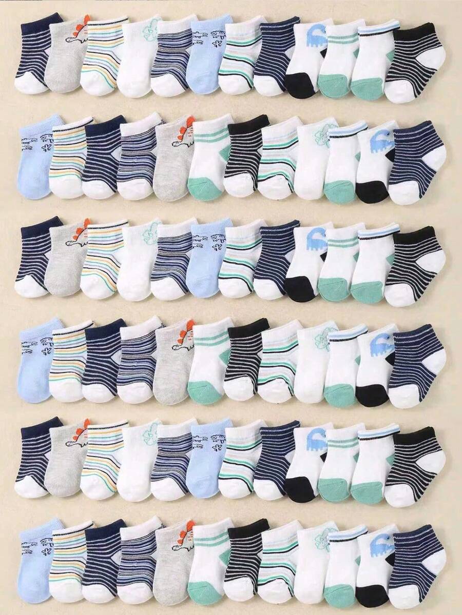 10 đôi tất ngắn in hình khủng long cho bé sơ sinh và trẻ nhỏ, nhiều màu ngẫu nhiên, thích hợp cho mùa xuân/hè. - Nhiều màu - Xem 1