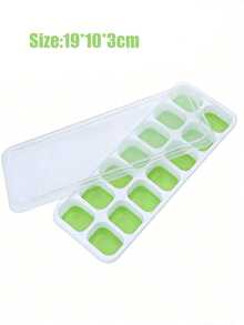 1pc Square Silicone 14-Cavity Ice Cube Tray With Lid, Soft Bottom Ice Cream Mold - Multicolor - View 7