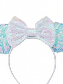 Disney, 1pc Sparkling Mickey And Minnie Polka Dot Bow Headband, Elegant Minnie Sequin Ear Headband-Perfect For Girls' Birthday Parties, Costume Play, And Theme Park Outings, Making It The Ideal Choice For Any Party Outfit. This Cartoon Minnie Mouse Ear Headband Is Also Suitable For Couples To Wear Together, And Makes The Perfect Accessory For Princess Role-Playing And Birthday Celebrations (Hair Accessories, Headbands, Women's Headbands). - Multicolor - View 9