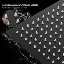 Đầu vòi sen vuông bằng thép không gỉ màu đen mờ, đầu vòi sen phun mưa áp lực cao. - Hình vuông - Xem 4