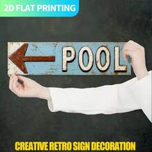 2D 复古“POOL”金属标牌，铝制装饰墙牌，尺寸 15.7x3.9 英寸，预钻孔方便悬挂 - 家居、厨房、农舍门廊哥特式风格墙面装饰，独特礼品，1 件装 - A - 查看 6