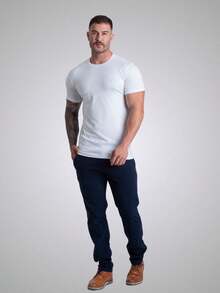 Kit 3 Men's Egyptian T-Shirts Egyptian Yarn With Elastane Minimalisat T-Shirt - 黑色/白色/藍色 - 查看 8