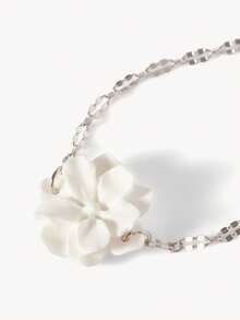 Opalesca Conjunto de 5 peças de contas de pérolas de liga branca simples, folhas e flores, corrente de prata, pulseira para mulheres, feito à mão (o tamanho é cortado de acordo com o cliente, o número de pérolas não é fixo) Dia dos Namorados, Mãe, Mãe, Dia das Mães, Presente - 23456 - Ver 2