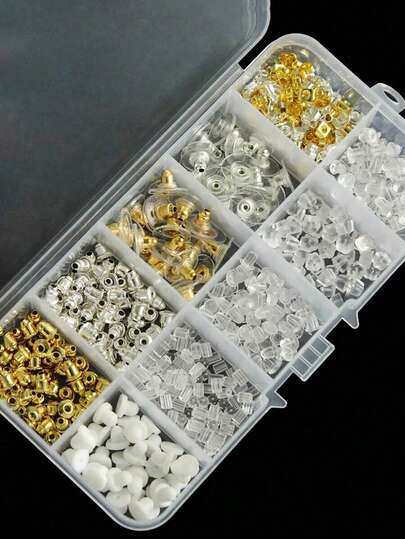 450 قطعة/علبة بديل خلفية الأقراط، خلفيات أقراط بلاستيكية سيليكونية للأقراط المسمارية، خلفيات أقراط مطاطية شفافة منخفضة الحساسية ناعمة، مجموعة خلفيات أذن ثقوب للخطاف الأذن (10 أنماط)