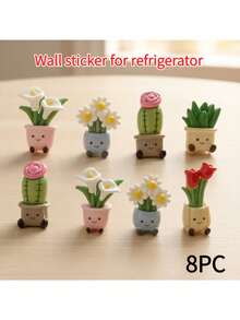 8pcs Potted Flower Shaped Refrigerator Magnets, Cute Creative Magnetic Decor Suitable For Kitchen, Office, Whiteboard, Storage Cabinet, Dishwasher, Ideal For Christmas, Valentine's Day, Thanksgiving, Mother's Day, Graduation Gifts - A - View 11