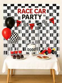 1/2 Piezas Cortina de flecos de papel de aluminio a cuadros negros y blancos para decoración de fiestas de cumpleaños, 1 x 2 metros. Una cortina de flecos de papel de aluminio a cuadros negros y blancos como accesorio fotográfico, adecuada para fiestas de cumpleaños con temática de carreras, fondos de habitación, escaparates, regalos, fiestas de carreras y decoraciones de fiestas de cumpleaños - Cuadros blancos y negros - Ver 5