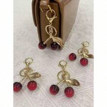 1pc Large Cherry Crystal Pendant, Keychain Pendant, Sparkling Cherry Pendant Keychain With Clip, Shiny Resin And Metal Accessories, Unisex Keychain, Wallet And Bag Charm - 彩色 - 查看 8