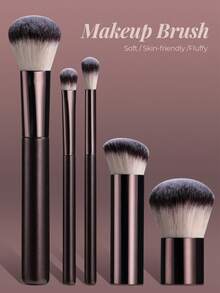 Bộ cọ trang điểm đa năng 5 món BS-MALL, tiện dụng khi di chuyển, không gây kích ứng, không rụng lông, bao gồm cọ tán phấn mắt, cọ đánh phấn phủ và cọ tán kem nền đa năng. - Cà phê nâu - Xem 1