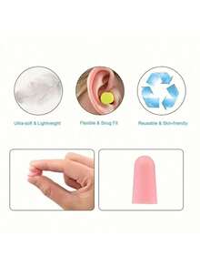 Bộ 10/24/60/120 nút bịt tai bằng polyurethane có khả năng đàn hồi chậm và cách âm tốt, lý tưởng để bảo vệ thính giác, khi ngủ và trong các sự kiện ồn ào. - A - Xem 4