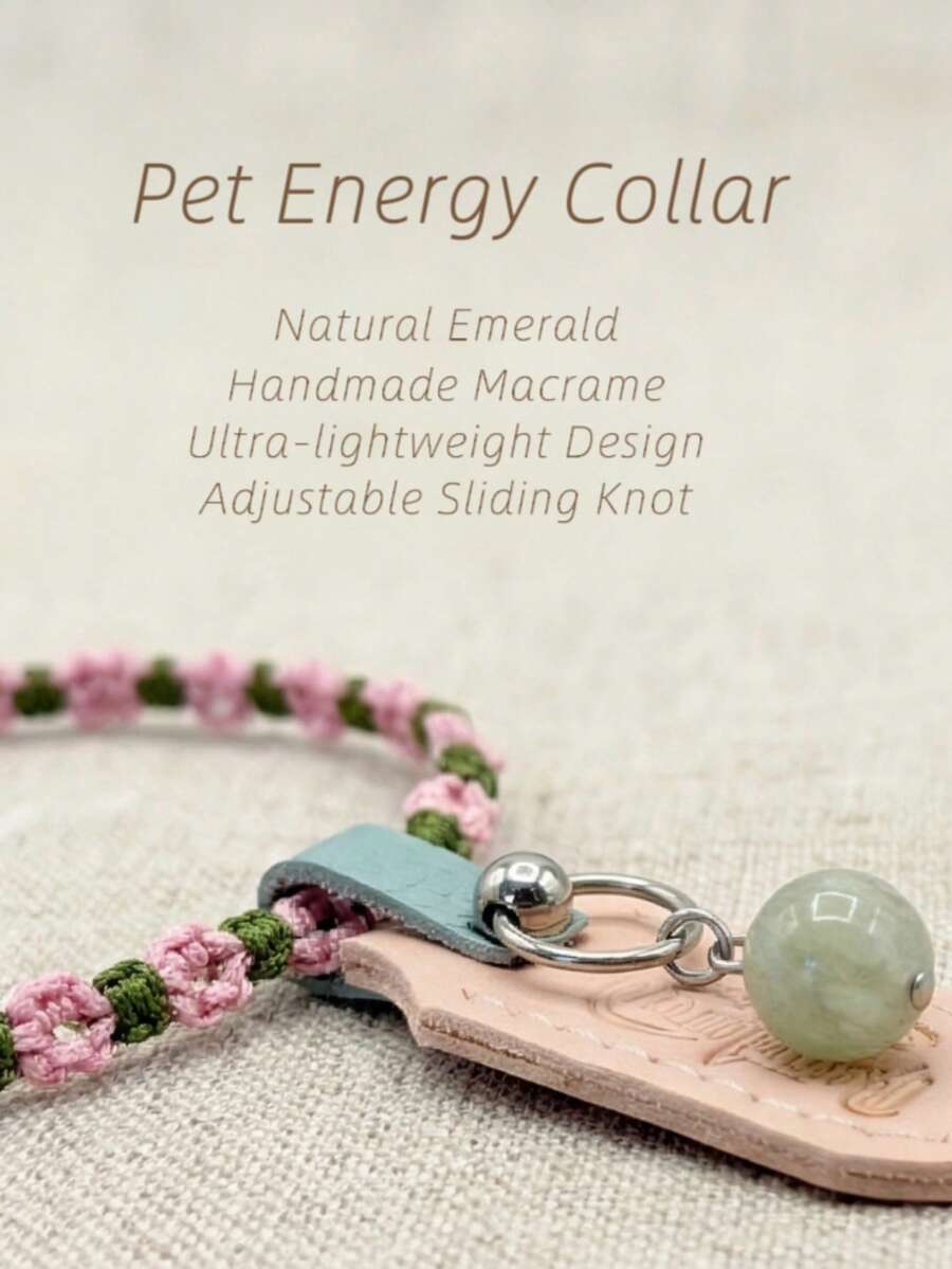 Dây chuyền ngọc lục bảo dệt thủ công cho thú cưng – Làm từ pha lê tự nhiên, thủ công dành cho chó và mèo. - màu xanh lá - Xem 1