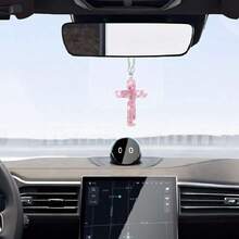 Bling Car Hanging Ornament, Cross Crtal Rhinestone Vehicle Rear View Mirror Pendant, Diamond Religious Rearview Mirror Dration Charm, Universal Automotive Interior Accessories (Pink),44347145 - A - 查看 5