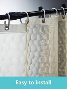 1 pieza Cortina de ducha de moda con patrón de hielo agrietado de EVA, resistente al agua, sin olor químico, forro transparente dorado, sin ganchos - Dorado - Ver 5