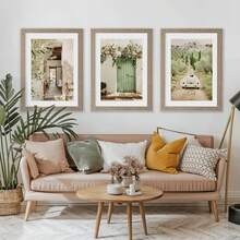 Juego de 3 piezas de arte de pared en lienzo con estilo mediterráneo, impresiones de paisajes soleados y naturaleza, póster de viaje a Italia, arte decorativo clásico sin marco, orientación vertical, decoración interior para sala de estar, dormitorio, comedor, baño, restaurante - Sin marco - A - Ver 9
