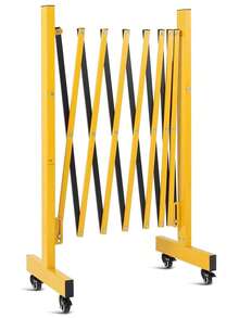 Portable Expandable Folding Gate – Heavy Duty Yellow Steel Expandable Barricade With 360° Locking Castors, Foldable Middle Section Temporary Driveway Gate - D - View 9
