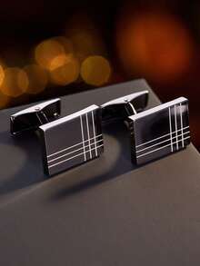 1 đôi khuy măng sét bằng đồng cổ điển, thiết kế sang trọng cao cấp dành cho nam giới. - màu đen - Xem 4