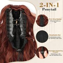 Tóc giả đuôi ngựa nối dài 18 inch màu đen có kẹp càng cua dành cho nữ, tóc giả nhiều lớp dày, bồng bềnh, gợn sóng, tóc giả tổng hợp mềm mại. - Nhiều màu - Xem 8