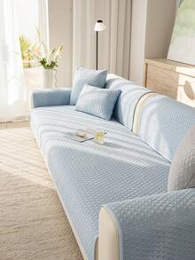 1 tấm bọc ghế sofa dệt kim thoáng khí - Có thể giặt máy, thân thiện với thú cưng, mặt sau chống trượt, phù hợp với ghế đơn/ghế đôi/ghế sofa 3-4 chỗ và ghế sofa góc, tạo không gian nhà mới mẻ và thời trang. - Màu xanh nhạt - Xem 6