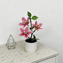 3 buc bonsai artificiali de magnolie, decor de flori artificiale în ghiveci realiste, potrivite pentru biroul de acasă, decorațiuni de nuntă mică, plantă artificială în ghiveci de interior viu - Multicolor - Vizualizare 5