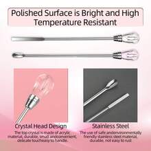 ATOMUS 2pcs Tattoo Ink Mixing Sticks, Nail Art & Pedicure Tools, Rhinestone Tattoo Supplies - Silver - View 3