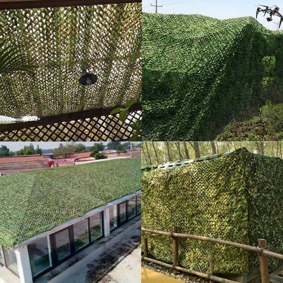 1卷迷彩网，丛林狩猎军事装饰遮阳网，IUNIO迷彩网，4x5米/3x6米/2x3米大卷粗麻布迷彩防水网材，适用于狩猎掩体、恐龙主题派对、露营、射击、遮阳、牛津布迷彩网军事用途、鹿棚狩猎掩体、派对装饰、拍照和汽车罩