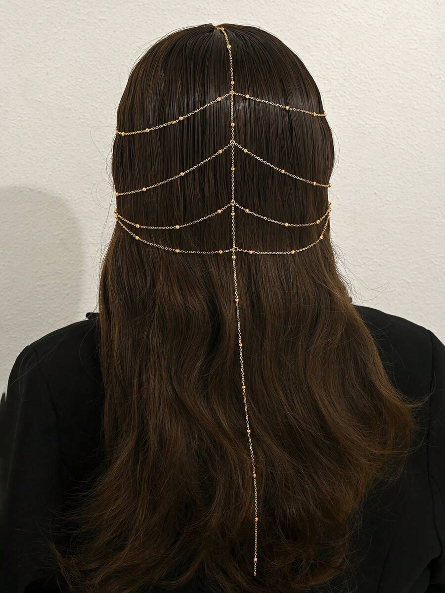 1件18K镀金多层阿拉伯风格奢华新娘头饰，土耳其和库尔德女性舞会及婚礼配饰 - 金黃色 - 查看 1