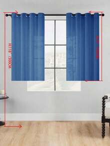 1 buah Tirai Tipis, Melembutkan Pencahayaan, Berlubang, Bagian Atas dengan Lubang Pengait, Semi-Transparan, Dapur, Cocok Untuk Rumah Atau Kantor, Kamar Tidur, Balkon, Ruang Tamu, Warna Polos, Produk Baru, Minimalis, Rustik - Biru - View 19