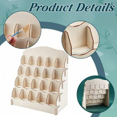 Kệ trưng bày thẻ để bàn bằng gỗ 4 tầng, hộp đựng sticker cho trẻ em, kệ trưng bày quầy bán lẻ, giá đựng đồ.