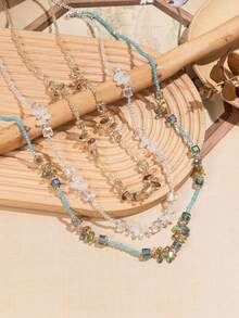 1条彩色水晶串珠长项链，适合女士参加派对、休闲和节日穿着 - 彩色 - 查看 7