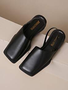 Women Flat With Shoes 2026 Designer Luxury Buckle Fashion Ladies Flats Shoes Slingback Pointed Toe Casual Female Sandals Mules - Black - View 3