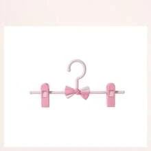 Adjustable Kids & Adults Pants Hangers With Clips, Cute Bowknot Skirt Hangers, Non-Slip Clothes Drying Rack For Home Use - Pink - View 10