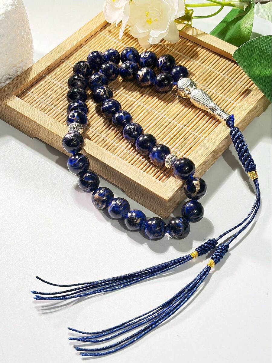 1条穆斯林33珠手工编织流苏手链，时尚男士念珠 - 彩色 - 查看 1