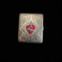 手工复古3D荆棘心形雕刻香烟盒，便携式收纳盒，吸烟配件，送给男友、女友、闺蜜的节日礼物 - 銀色 - 查看 7