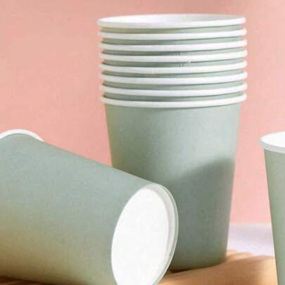 9盎司蓝色纸杯，咖啡/茶杯，冷热饮皆宜，适用于生日、婚礼、派对、节日、野餐、餐厅、餐车、厨房、办公室、情人节等场合。