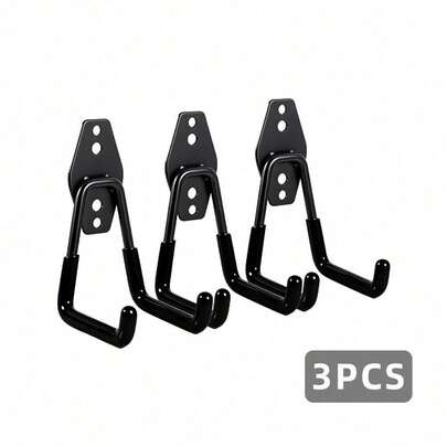 3PCS Heavy Duty Steel Garage Storage Utility Wall Hook Organizer Tools Hanger For Garden Tools, Sports Equipment, Ladder, Garage Organisation