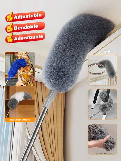 Extendable Duster, Super Microfiber Extendable Duster With Flexible Brush Head - Reusable, Washable Dusting Tool, Duster Brush, Bendable Duster Brush, Reusable, Washable Ceiling Fan Duster, No Battery Needed, Suitable For High Ceilings, Furniture, Cars, Cleaning Supplies, Living Room, Bedroom, Kitchen, Car Cleaning, Cleaning Tools