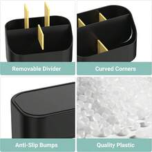 Countertop Toothbrush Holders For Bathrooms, Plastic Toothpaste And Electric Tooth Brush Holder Storage Caddy Stand For Shower, 5 Slots Cute Kids Bathroom Counter Organizer For Vanity, White - 黑色 - 查看 5