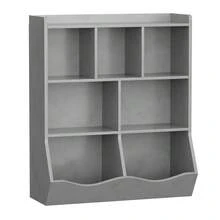Estantería infantil de 3 niveles con gran capacidad – Mueble organizador multifunción para libros y juguetes – Diseño compacto y resistente – Ideal para dormitorio, sala de juegos y aula - Gris - Ver 2