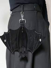Handmade Gothic Bat Wing Coin Purse - Featuring A Hand-Stitched Bat Design, This Coin Purse Has A Zipper Coin Pouch And Keychain, Suitable For Bags And Belts, A Fashionable Accessory. - Bat - View 7