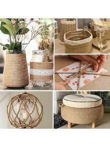 Cuerda de cáñamo amarilla, cuerda de cáñamo, cordel de yute decorativo, cuerda de cáñamo para embalaje retro, etiquetas, fotos, regalos, etiquetas, jardín, uso de envoltura de regalo, decoración de joyas DIY, cuerda trenzada retro, etiquetas colgantes, cuerda de amarre, decoración de boda, festivales - multicolor - Ver 3