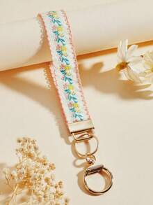 1个锌合金钥匙扣，钥匙链，包包挂饰，女士礼物，双层丝带钥匙扣，编织带钥匙扣，钥匙扣配件，腕带钥匙扣，印花丝带钥匙扣，女士汽车钥匙扣，女士包包挂饰钥匙扣，通用钥匙扣，女士时尚钥匙扣 - 彩色 - 查看 6