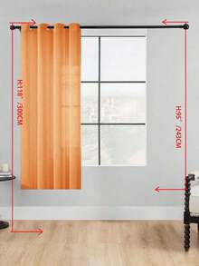 1片薄纱窗帘，柔化光线，带孔眼，顶部有金属环，半透明，适用于厨房、家庭或办公室、卧室、阳台、客厅，纯色，新品上市，简约，乡村风 - 亮橙色 - 查看 17