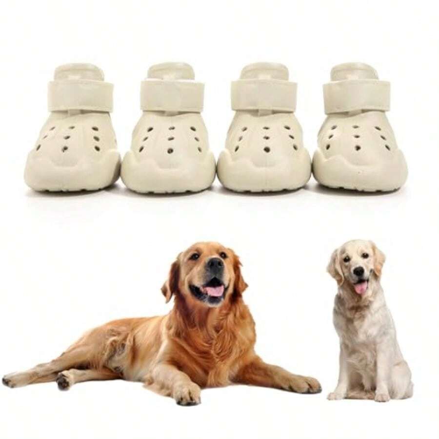 QILP Dog Shoes Dog Als For Hot Pavement Non- Of Dog Booties For Winter Day And Adustable Straps Ea-Clean Beach Outdoor Pet Boo Rugged Sole 4Pcs Beige - Beige - View 1