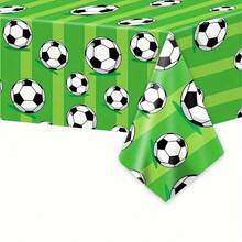 Green Football Theme Tablecloth - Ideal For Birthday, Anniversary And Sports Party - Durable Plastic Material, Geometric Pattern Design - Suitable For Sports Events, World Cup, Football Theme Parties, Various Occasions, Party Dining Table Decor, Reusable, Easy To Clean Surface, Match Day Decoration, Football Party Supplies, Essential For Event Planners, Holiday Shopping Essential - A - View 12