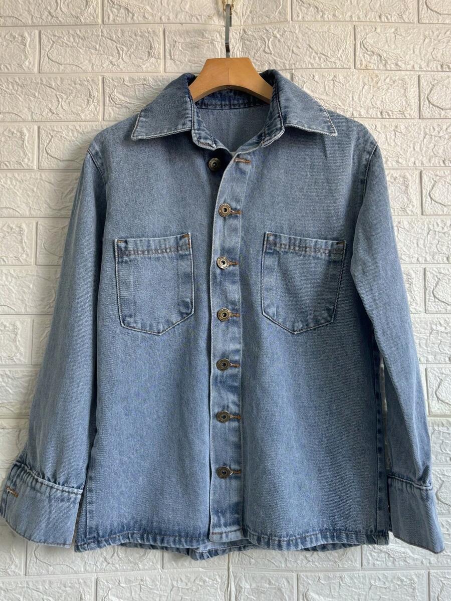 Off-The-Shoulder Denim Jacket For Women. - Màu xanh nhạt 5010 - Xem 1