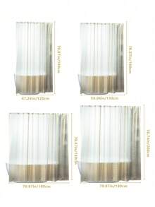 1 pieza Cortina de ducha de moda con patrón de hielo agrietado de EVA, resistente al agua, sin olor químico, forro transparente dorado, sin ganchos - Dorado - Ver 4