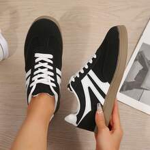 Colorblock Patchwork Upper Sneakers Woman Spring Fall Modern Casual Sporty German Training Sneakers Tennis Shoes Sneakers Outdoor Office Work Walking Travel Sport - 黑色 - 查看 3